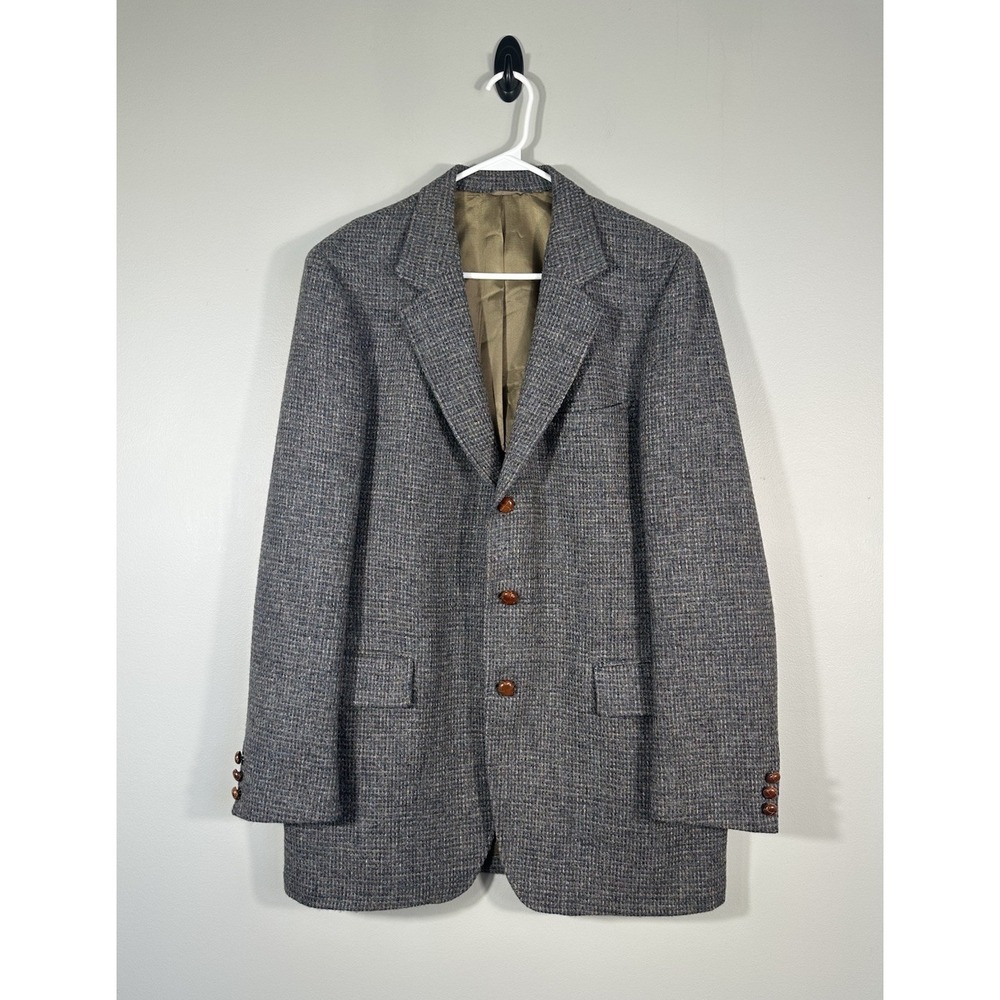 Vintage Harris Tweed Blazer Mens 44L Scottish Wool‎ Handwoven USA Union Jacket
